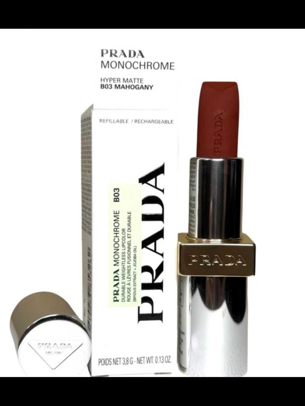 Prada Monochrome Hyper Matte Lipstick B03 Mahogany NIB✨FREE GIFT WITH EVERY BUY